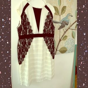 White and black lace dress